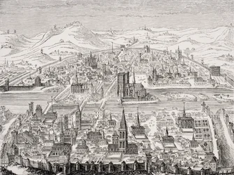 Vista prospettica di Parigi, facsimile di una lastra di rame di Leonard Gaultier (1561-1641) 1607, da 